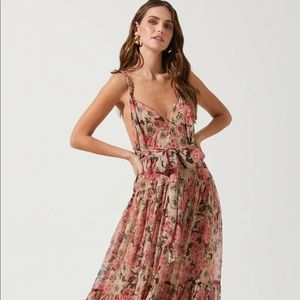 Astr Floral Maxi Dress - Pink and Black